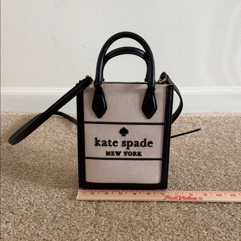 NWT Kate Spade New York (Ellie Mini) Black Canvas Tote Crossbody MSRP $329